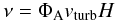 Mathematical equation: \begin{equation} \nu = \Phi_{\rm A} v_{\rm turb} H \label{eq:nuphia} \end{equation}