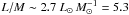 Mathematical equation: \hbox{$L/M \sim 2.7~L_{\odot}\,M_{\odot}^{-1} = 5.3$}