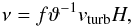Mathematical equation: \begin{equation} \nu = f \vartheta^{-1} v_{\rm turb} H , \label{eq:tau} \end{equation}