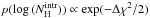 \hbox{$p(\log\,(N_{\rm H}^{\rm intr}))\propto\exp(-\Delta\chi^2/2)$}