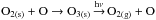 Mathematical equation: \hbox{$\rm O_{2(s)} + O \rightarrow O_{3(s)} \mathop{\rightarrow}\limits^{h\nu} O_{2(g)} + O$}