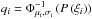 Mathematical equation: \hbox{$q_i = \Phi^{-1}_{\mu_i,\sigma_i}\left(P\left(\xi_i\right)\right)$}