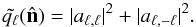 Mathematical equation: \begin{equation} \tilde{q_\ell}(\hat{\vec n}) = |a_{\ell,\ell}|^2+|a_{\ell,-\ell}|^2. \end{equation}
