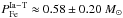 Mathematical equation: \hbox{$P_{\rm Fe}^{\rm Ia-T} \approx 0.58 \pm 0.20~M_{\odot}$}