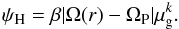 Mathematical equation: \begin{eqnarray} \psi_{\rm H}=\beta|\Omega(r)-\Omega_{\rm P}|\mu_{\rm g}^k. \end{eqnarray}