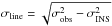 Mathematical equation: \hbox{$\sigma_{\rm line} = \sqrt{\sigma_{\rm obs}^2 - \sigma_{\rm INS}^2}$}