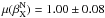 Mathematical equation: \hbox{$\mu(\beta_{\rm X}^{\rm N})=1.00\pm0.08$}
