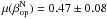 Mathematical equation: \hbox{$\mu(\beta_{\rm op}^{\rm N})=0.47\pm0.08$}
