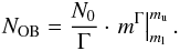 \begin{eqnarray} N_{\rm{OB}} = \frac{N_0}{\Gamma} \cdot \left. m^{\Gamma} \right|_{m_{\rm l}}^{m_{\rm u}} . \end{eqnarray}