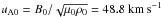 Mathematical equation: \hbox{$u_{\rm A0}=B_{0}/\sqrt{\mu_0 \rho_{0}}= 48.8\ \mathrm{km\,s^{-1}}$}