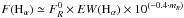 Mathematical equation: \hbox{$F({\rm H}_\alpha)\simeq F^0_R\times EW({\rm H}_\alpha) \times 10^{(-0.4\cdot m_R)}$}