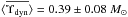 Mathematical equation: \hbox{$\langle \overline{\mldyn} \rangle = 0.39 \pm 0.08 \msol$}