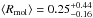 Mathematical equation: \hbox{$\langle R_{\rm mol} \rangle = 0.25^{+0.44}_{-0.16}$}