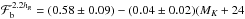 Mathematical equation: \hbox{$\Fbary^{2.2\hr}=(0.58 \pm 0.09) - (0.04 \pm 0.02)(M_K+24$}