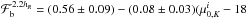 Mathematical equation: \hbox{$\Fbary^{2.2\hr}=(0.56 \pm 0.09) - (0.08 \pm 0.03)(\mu_{0,K}^{i}-18$}