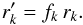 Mathematical equation: \appendix \setcounter{section}{1} \begin{equation} r'_k = f_k\,r_k. \label{a6} \end{equation}