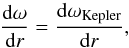 Mathematical equation: \begin{equation} \frac{\mathrm{d}\omega}{\mathrm{d}r} = \frac{\mathrm{d}\omega_{\mathrm{Kepler}}}{\mathrm{d}r} , \end{equation}