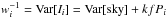Mathematical equation: \hbox{$w_i^{-1}=\mathrm{Var}[I_i] = \mathrm{Var}[{\rm sky}]+k f P_i$}