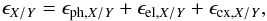 Mathematical equation: \begin{equation} \epsilon_{{X/Y}}=\epsilon_{\mathrm{ph,}X/Y}+\epsilon_{\mathrm{el,}X/Y}+\epsilon_{\mathrm{cx,}X/Y}, \label{eq:epsXY} \end{equation}