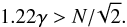 Mathematical equation: \begin{eqnarray} \label{eq:airy_in_dh} 1.22\gamma > N/\!\sqrt{2}. \end{eqnarray}