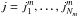 Mathematical equation: \hbox{$j=j^m_1,\dots,j^m_{N_m}$}