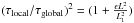 Mathematical equation: \hbox{$(\tau_\mathrm{local} / \tau_\mathrm{global})^2 = (1 + \frac{\epsilon L^2}{L_1^2} )$}