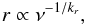 Mathematical equation: \begin{eqnarray} r\propto \nu^{-1/k_r} \label{coreshift}, \end{eqnarray}