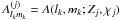 Mathematical equation: \hbox{$A_{l_k m_k}^{(j)} = A(l_k,m_k;Z_j,\chi_j)$}