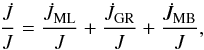 \begin{equation} \frac{\dot J}{J}= \frac{\dot J_{\rm ML}}{J} + \frac{\dot J_{\rm GR}}{J} + \frac{\dot J_{\rm MB}}{J}, \end{equation}