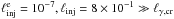 Mathematical equation: \hbox{$\leinj=10^{-7}, \linj=8\times10^{-1}\gg \lcr$}