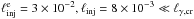 Mathematical equation: \hbox{$\leinj=3 \times 10^{-2},\linj=8\times10^{-3}\ll \lcr$}
