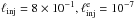Mathematical equation: \hbox{$\linj=8 \times 10^{-1}, \leinj=10^{-7}$}