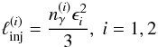 Mathematical equation: \begin{eqnarray} \linj^{(i)}=\frac{\nga^{(i)}\epsilon_i^2}{3}, \ i=1,2 \end{eqnarray}