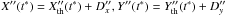 Mathematical equation: \hbox{$X^{\prime\prime}(t^{*})= X^{\prime\prime}_{\rm th}(t^{*})+D^{\prime\prime}_x, Y^{\prime\prime}(t^{*})= Y^{\prime\prime}_{\rm th}(t^{*})+ D^{\prime\prime}_y $}