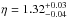 Mathematical equation: \hbox{$\eta = 1.32^{+0.03}_{-0.04}$}