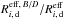 Mathematical equation: \hbox{$R^{{\rm eff},\,B/D}_{i,\,\rm d}/R^{{\rm eff}}_{i,\,\rm d}$}