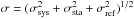 Mathematical equation: \hbox{$\sigma = (\sigma_{\rm sys}^2+\sigma_{\rm sta}^2+\sigma_{\rm ref}^2)^{1/2}$}