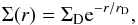 Mathematical equation: \appendix \setcounter{section}{2} \begin{eqnarray} \Sigma(r) = \Sigma_{\rm D}{\rm e}^{-r/r_{\rm D}}, \end{eqnarray}