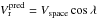 Mathematical equation: \hbox{$V_{\rm r}^{\rm pred}=V_{\rm space}\cos\lambda$}