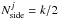 Mathematical equation: \hbox{$\nside^j = k/2$}