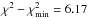Mathematical equation: \hbox{$\chi^2 - \chi^2_{\rm min} = 6.17$}