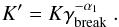 Mathematical equation: \begin{equation} \label{equation2} K'=K \gamma_{\rm break}^{-\alpha_1}\ . \end{equation}