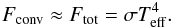 Mathematical equation: \begin{eqnarray*} F_{\mathrm{conv}}\approx F_{\mathrm{tot}}=\sigma T_{\mathrm{eff}}^4 . \end{eqnarray*}