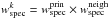 Mathematical equation: \hbox{$w^{k}_{\rm spec} = w^{\rm prin}_{\rm spec} \times w^{\rm neigh}_{\rm spec}$}