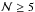 Mathematical equation: \hbox{$\mathcal{N} \geq 5$}