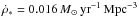 Mathematical equation: \hbox{$\dot{\rho}_{*}=0.016~{\rm {\it M}_{\odot}\,yr^{-1}\,Mpc^{-3}}$}