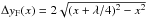 Mathematical equation: \hbox{$\Delta y_{\rm F}(x)=2\sqrt{(x+\lambda/4)^2-x^2}$}