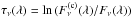 Mathematical equation: \hbox{$\tau_\nu(\lambda) = \ln{(F_\nu^\mathrm{(c)}(\lambda)/F_\nu(\lambda))}$}