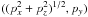 Mathematical equation: \hbox{$((p_x^2+p_z^2)^{1/2},p_y)$}
