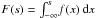 Mathematical equation: \hbox{$F(s) = \int_{-\infty}^s\!f(x)\,\dif x$}